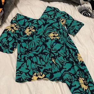 Floral Green and Yellow Women's Top